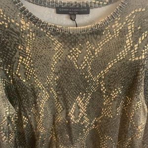Generation Love Green and gold python pattern sweater